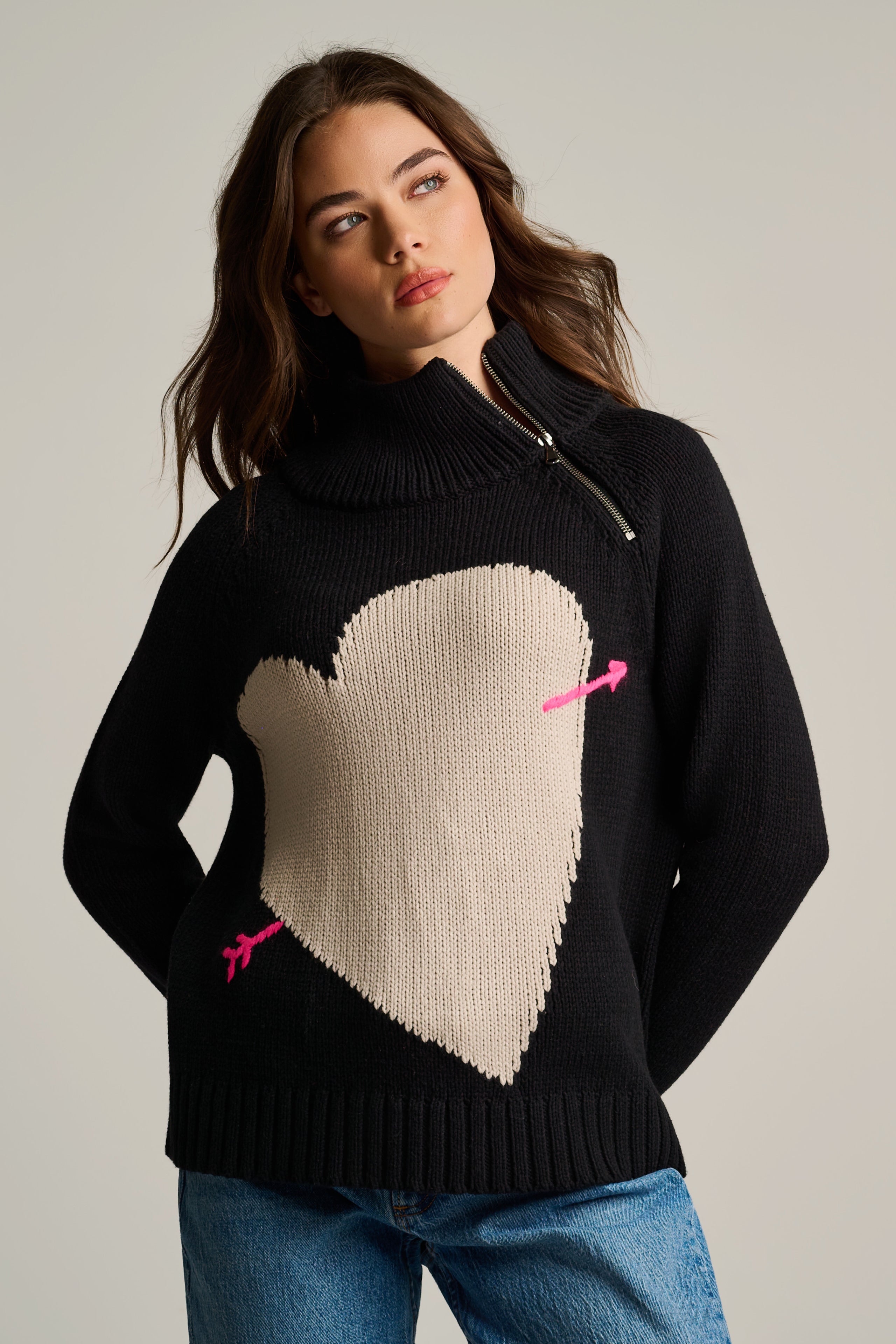 TAKE AIM HEART SWEATER - Sweater-LISA TODD