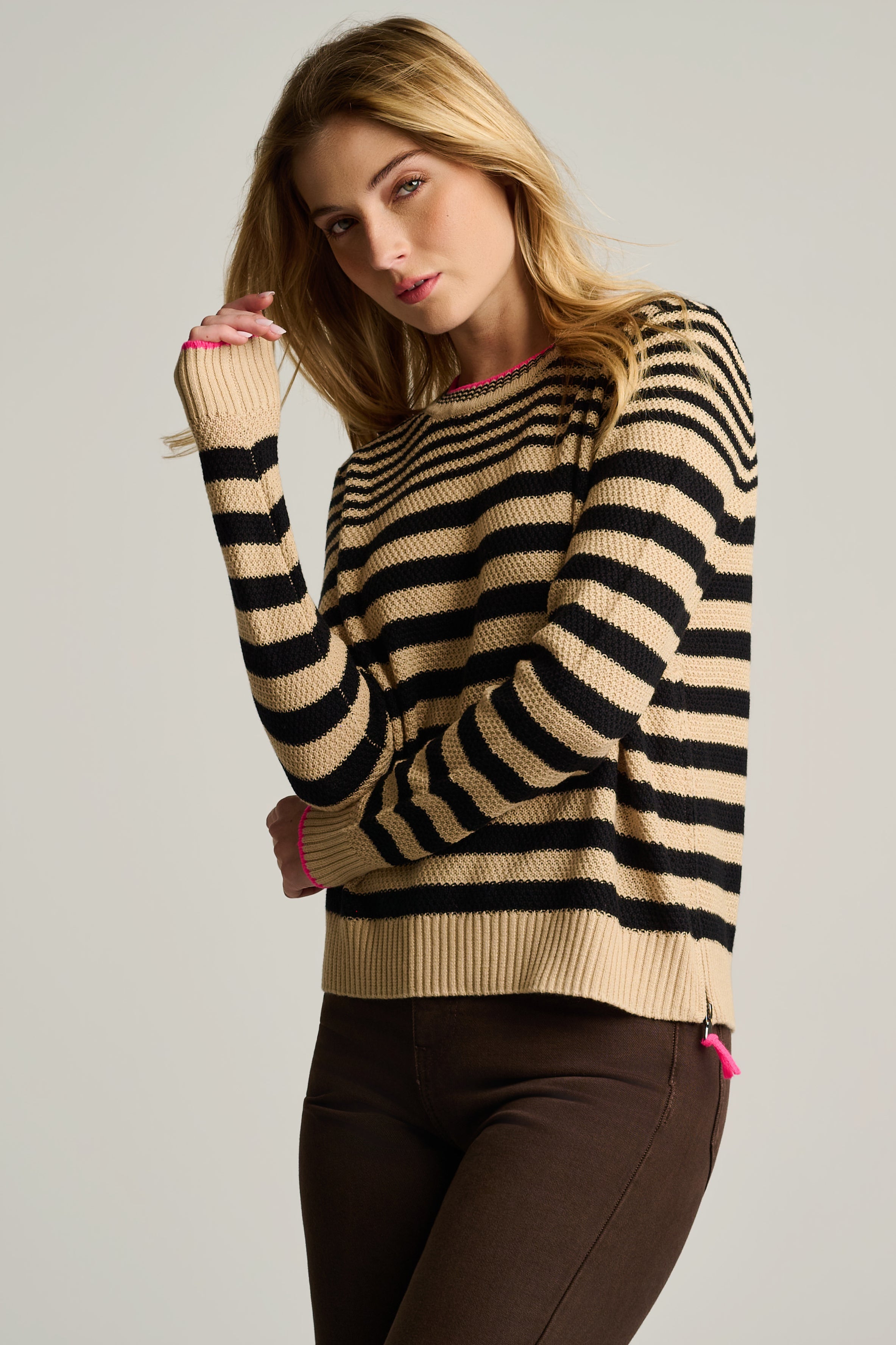 STRIPE IDOL COTTON SWEATER - Sweater-LISA TODD