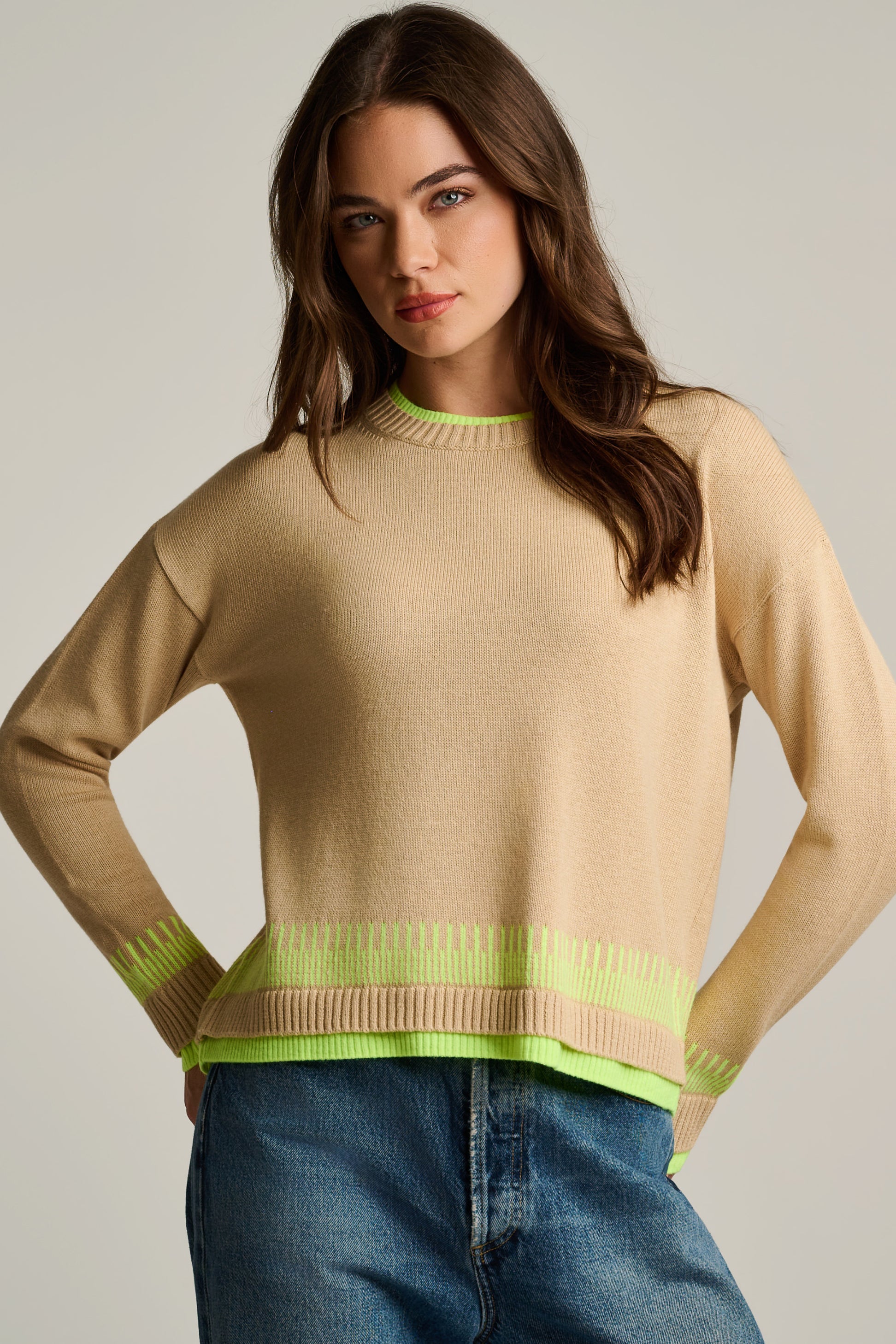 Point Taken Cotton Brown Crew Neck Sweater Sable - Lisa Todd, additional view