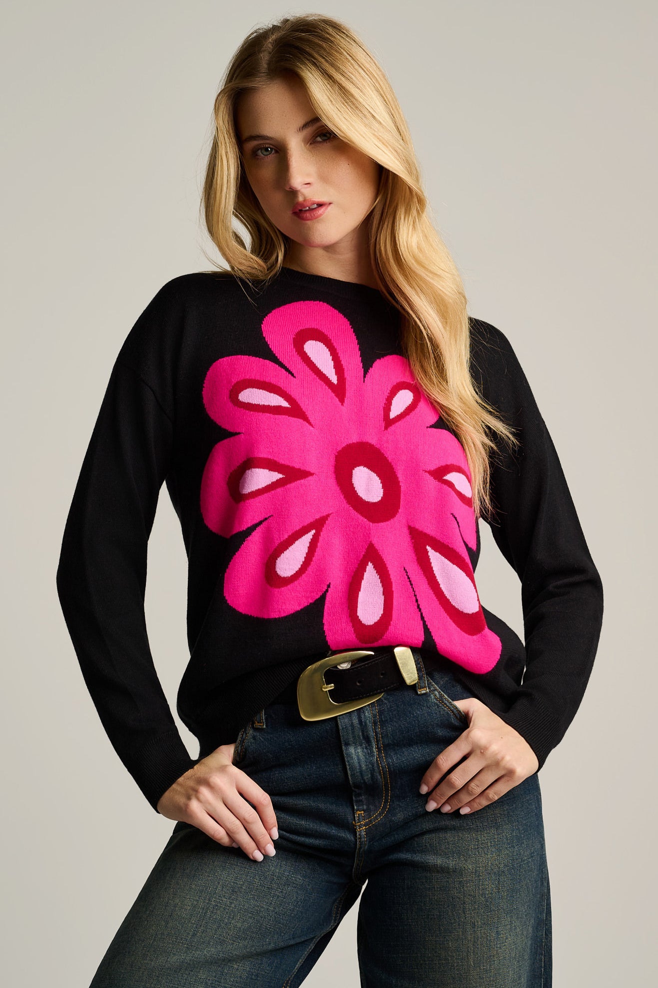 FLOWER POWER COTTON SWEATER - Sweater-LISA TODD