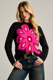 FLOWER POWER COTTON SWEATER - Sweater-LISA TODD