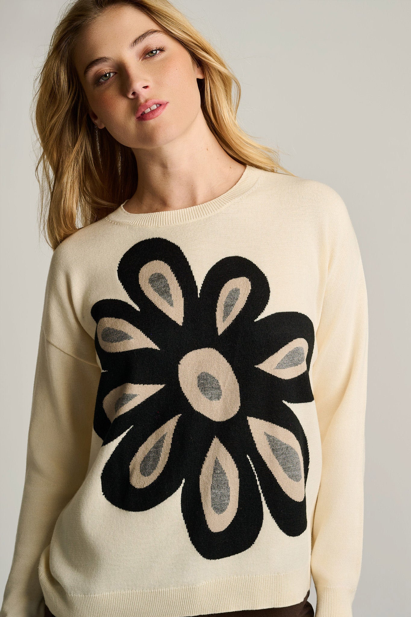 FLOWER POWER COTTON SWEATER - Sweater-LISA TODD