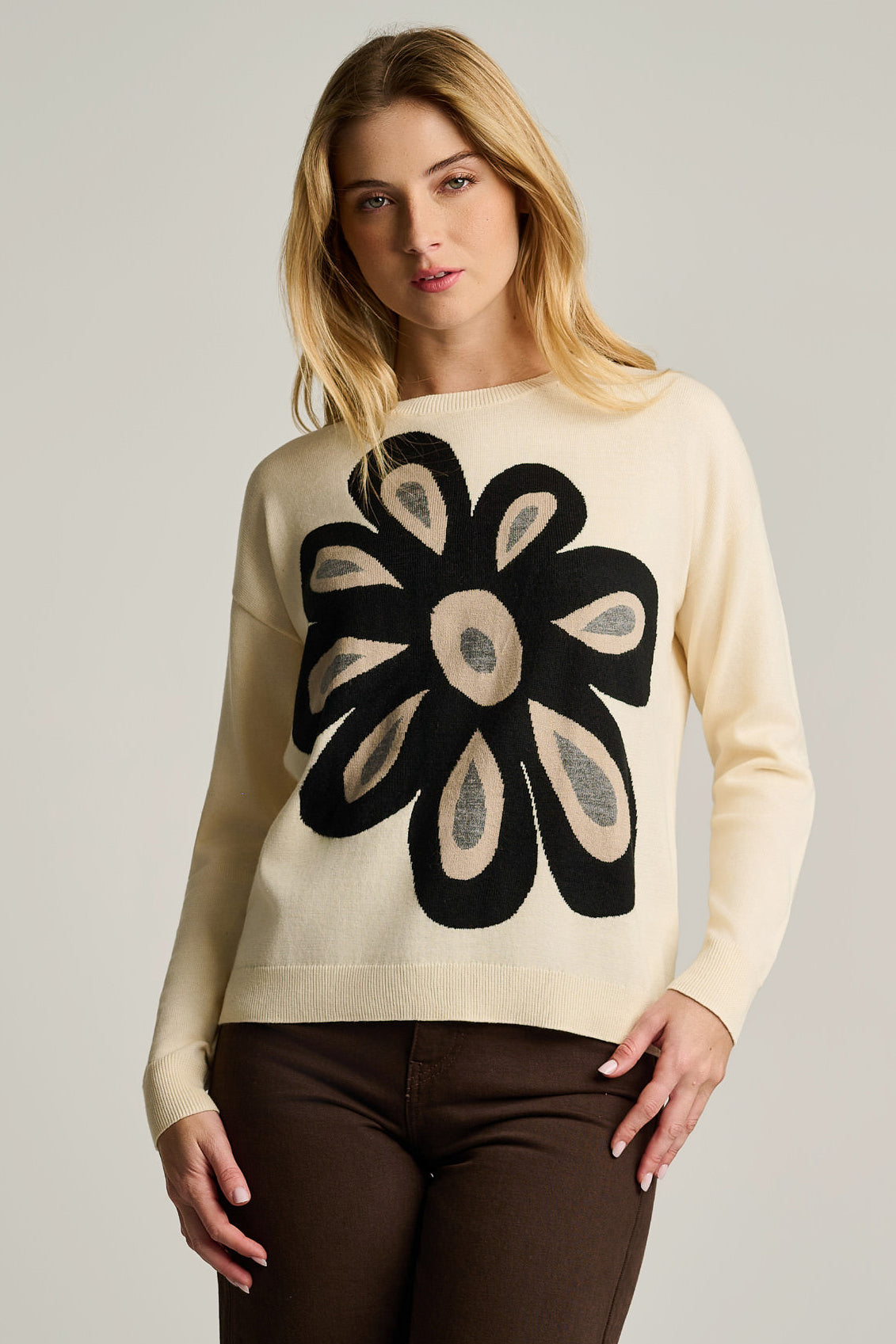 FLOWER POWER COTTON SWEATER - Sweater-LISA TODD