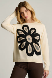 FLOWER POWER COTTON SWEATER - Sweater-LISA TODD