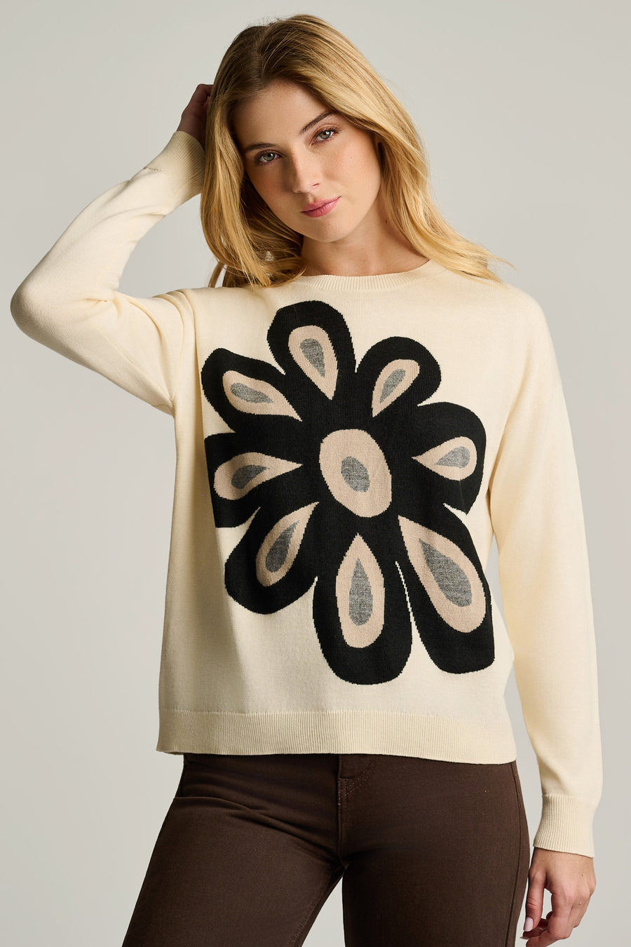 FLOWER POWER COTTON SWEATER - Sweater-LISA TODD
