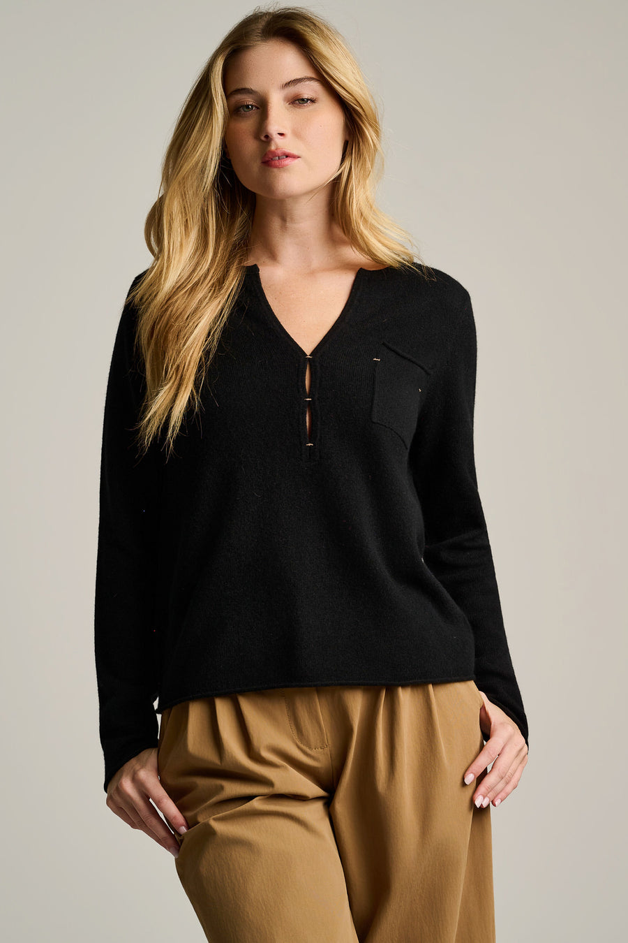PURE CASHMERE POCKET HENLEY