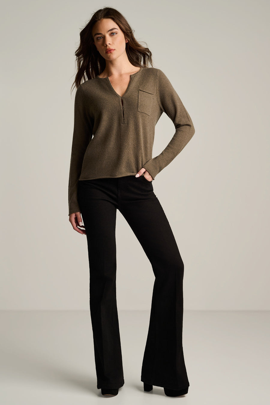 PURE CASHMERE POCKET HENLEY