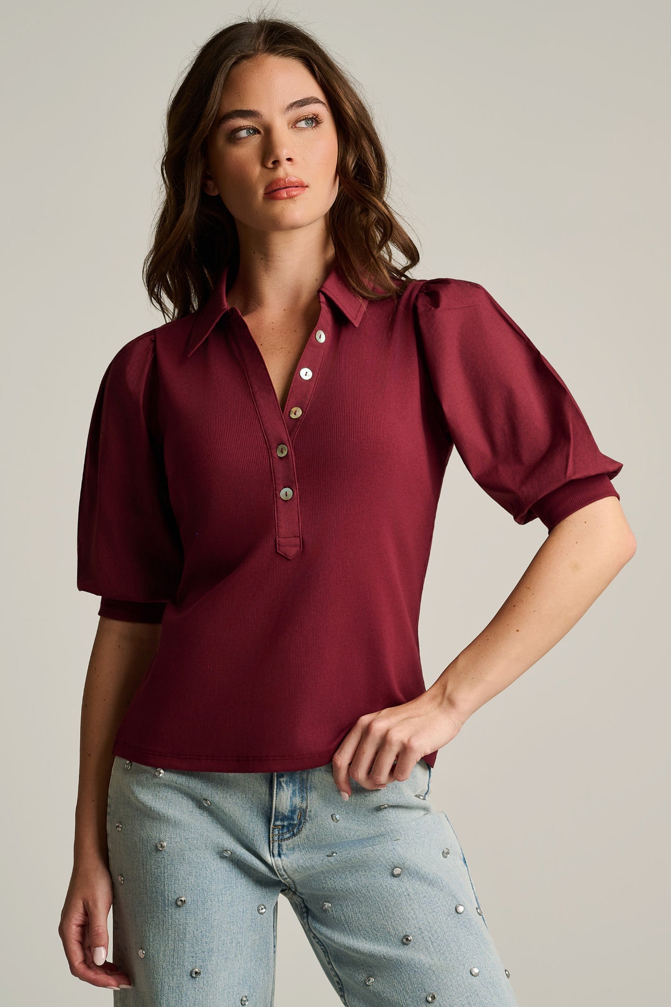 PURE PIMA RIB COLLET TOP - Top-LISA TODD