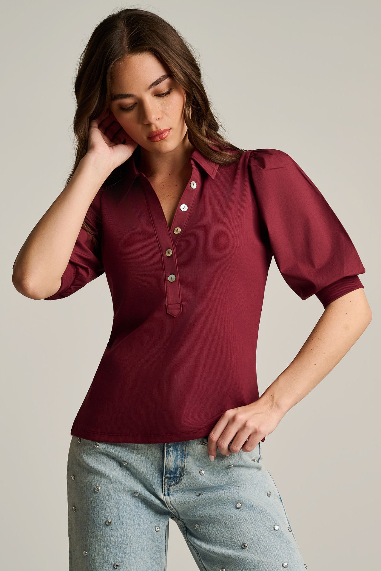PURE PIMA RIB COLLET TOP - Top-LISA TODD