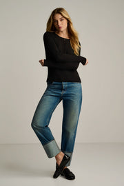 PURE PIMA RIB HENLEY - Top-LISA TODD