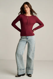 PURE PIMA RIB HENLEY - Top-LISA TODD