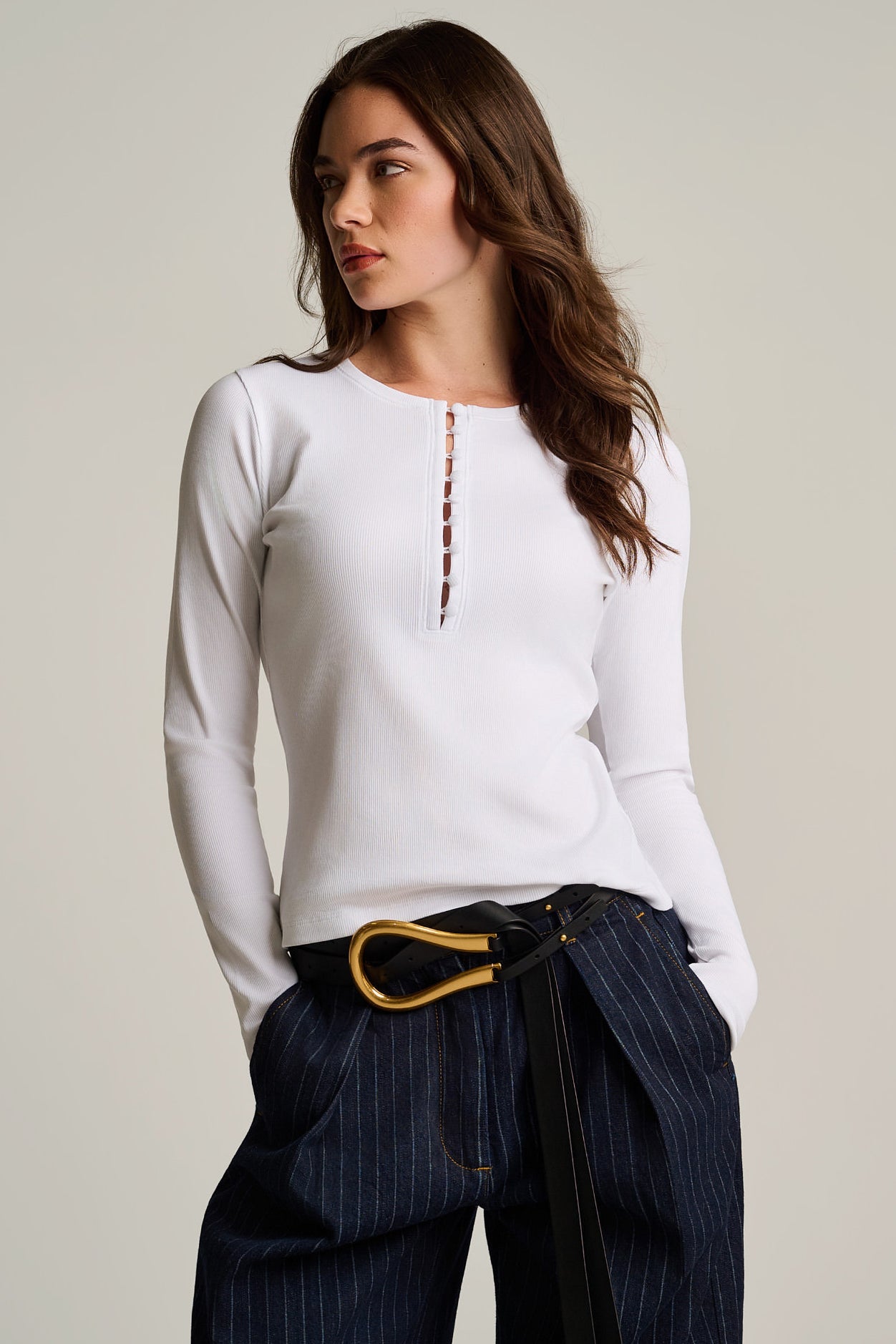 PURE PIMA RIB HENLEY - Top-LISA TODD