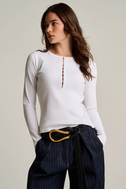 PURE PIMA RIB HENLEY - Top-LISA TODD