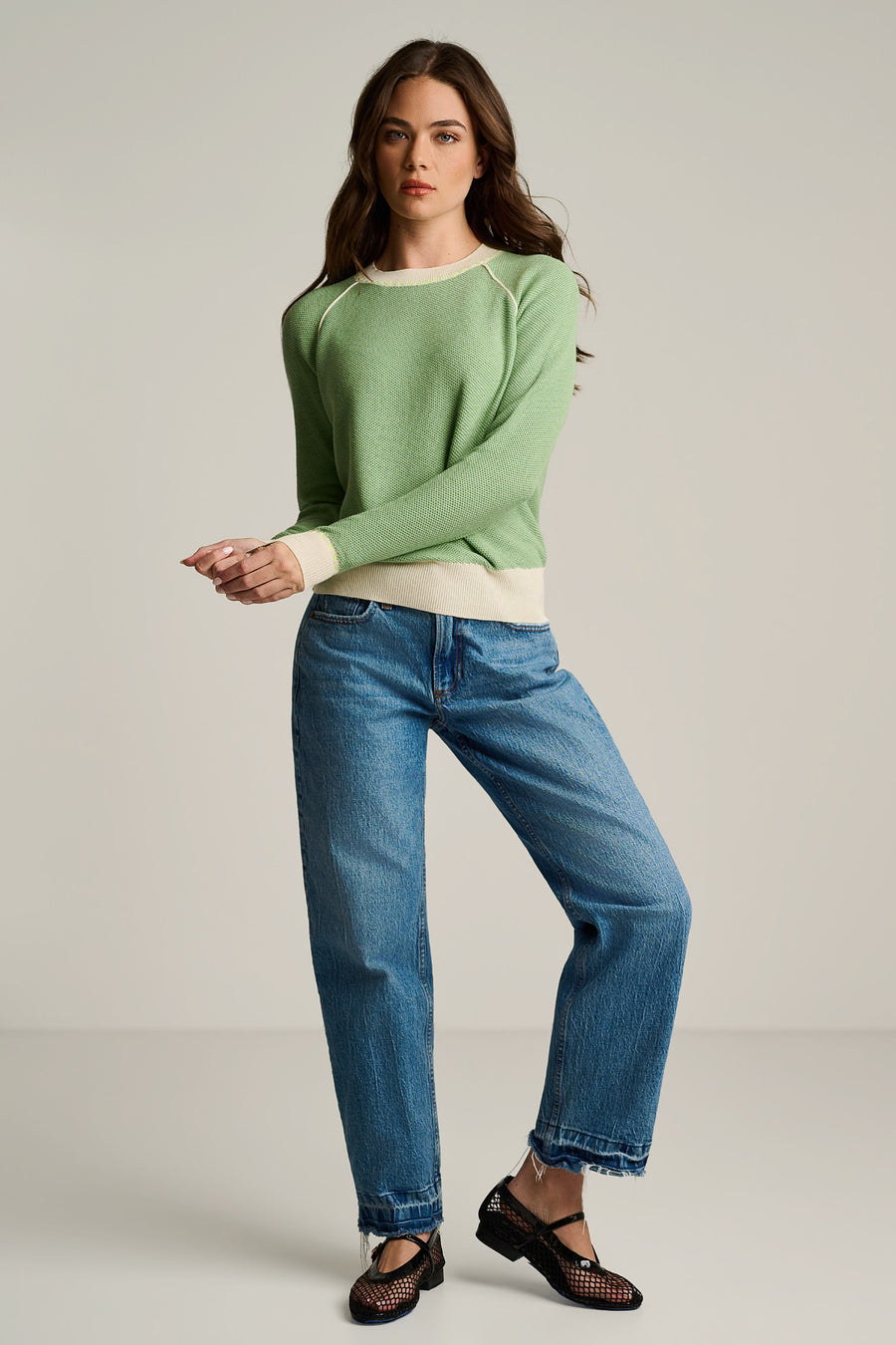 STITCHIN' COTTON CASHMERE SWEATER
