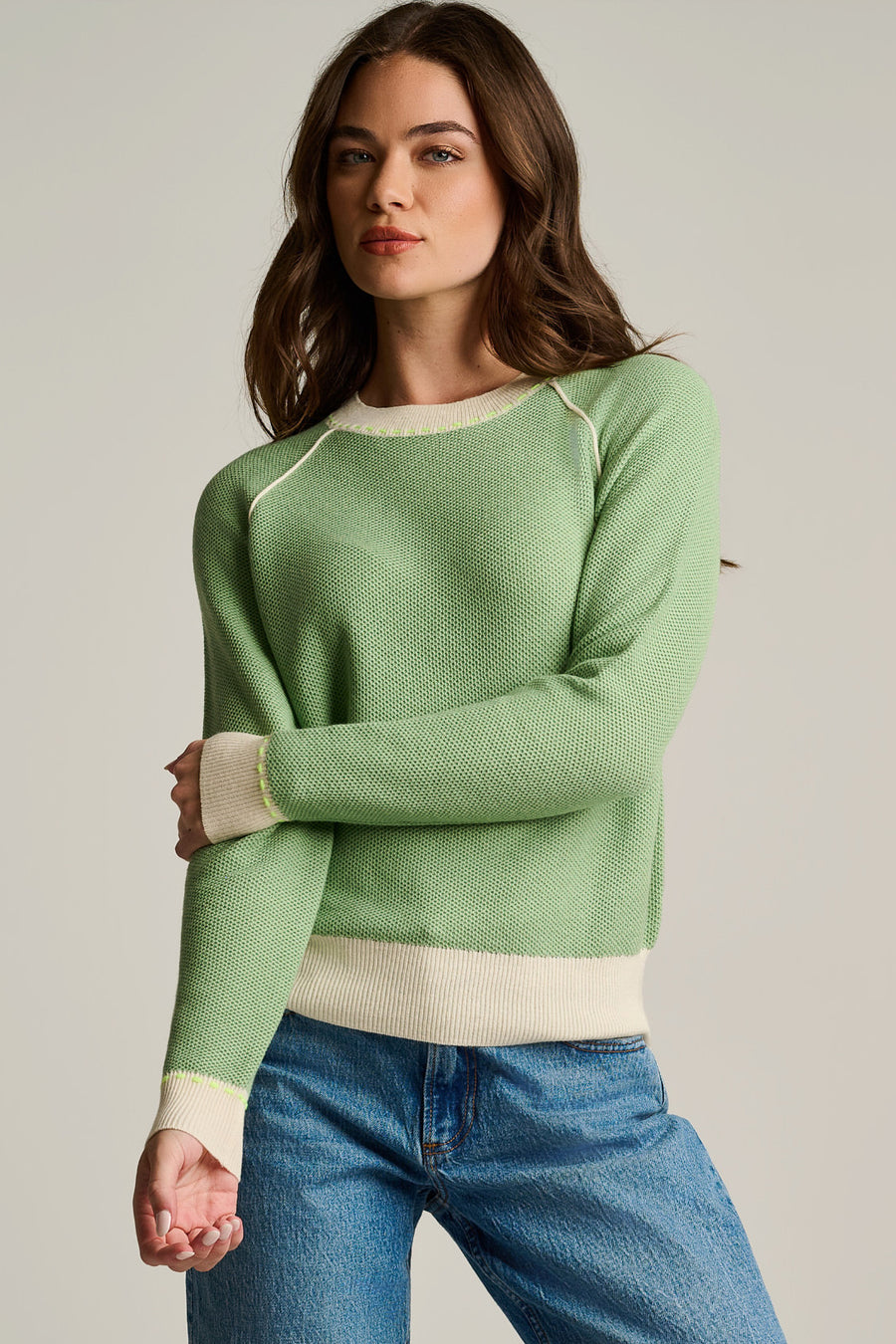STITCHIN' COTTON CASHMERE SWEATER