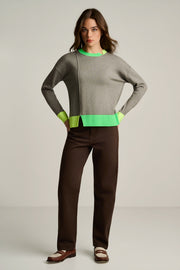 BOLD BLOCK COTTON CASHMERE SWEATER - Sweater-LISA TODD