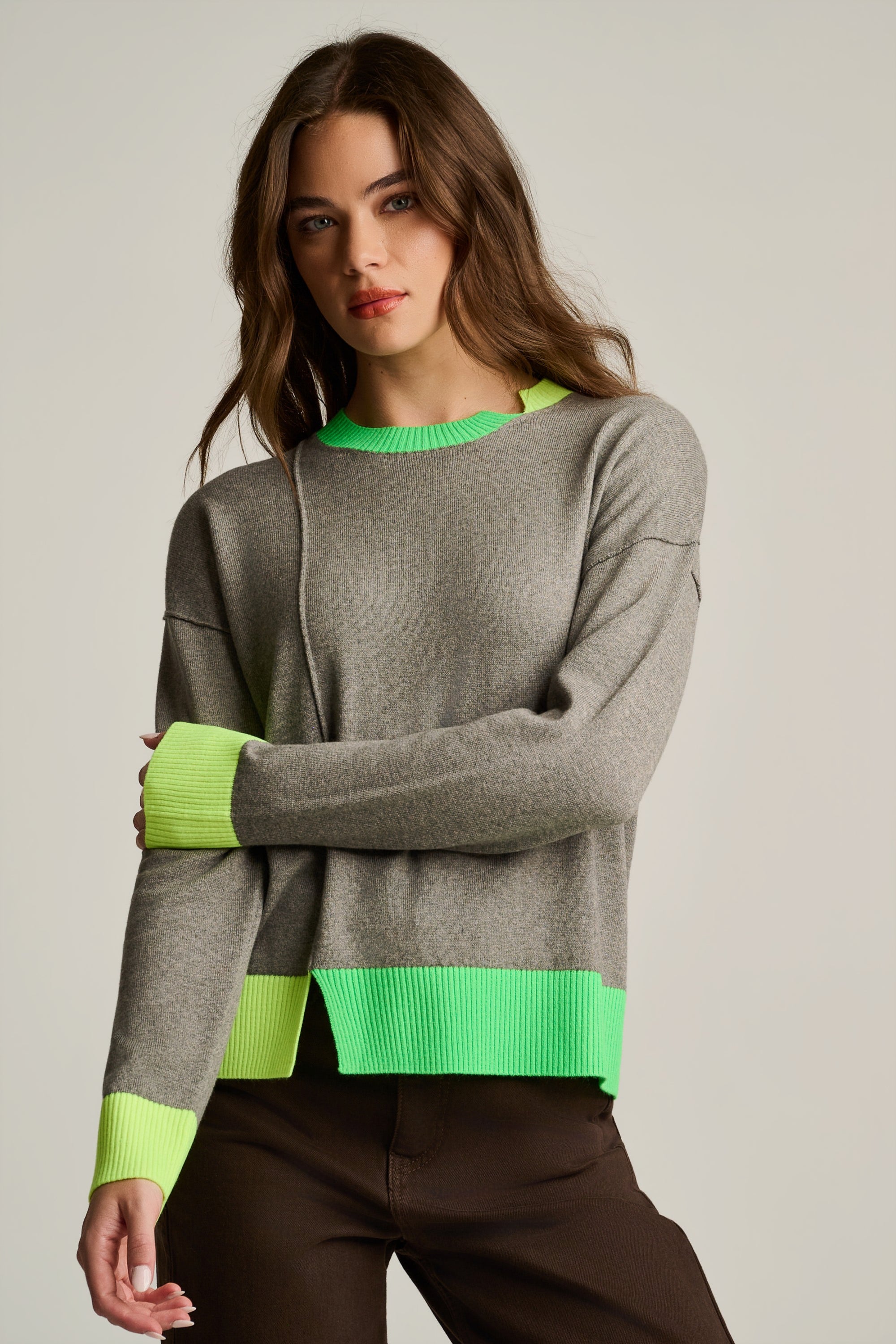BOLD BLOCK COTTON CASHMERE SWEATER - Sweater-LISA TODD
