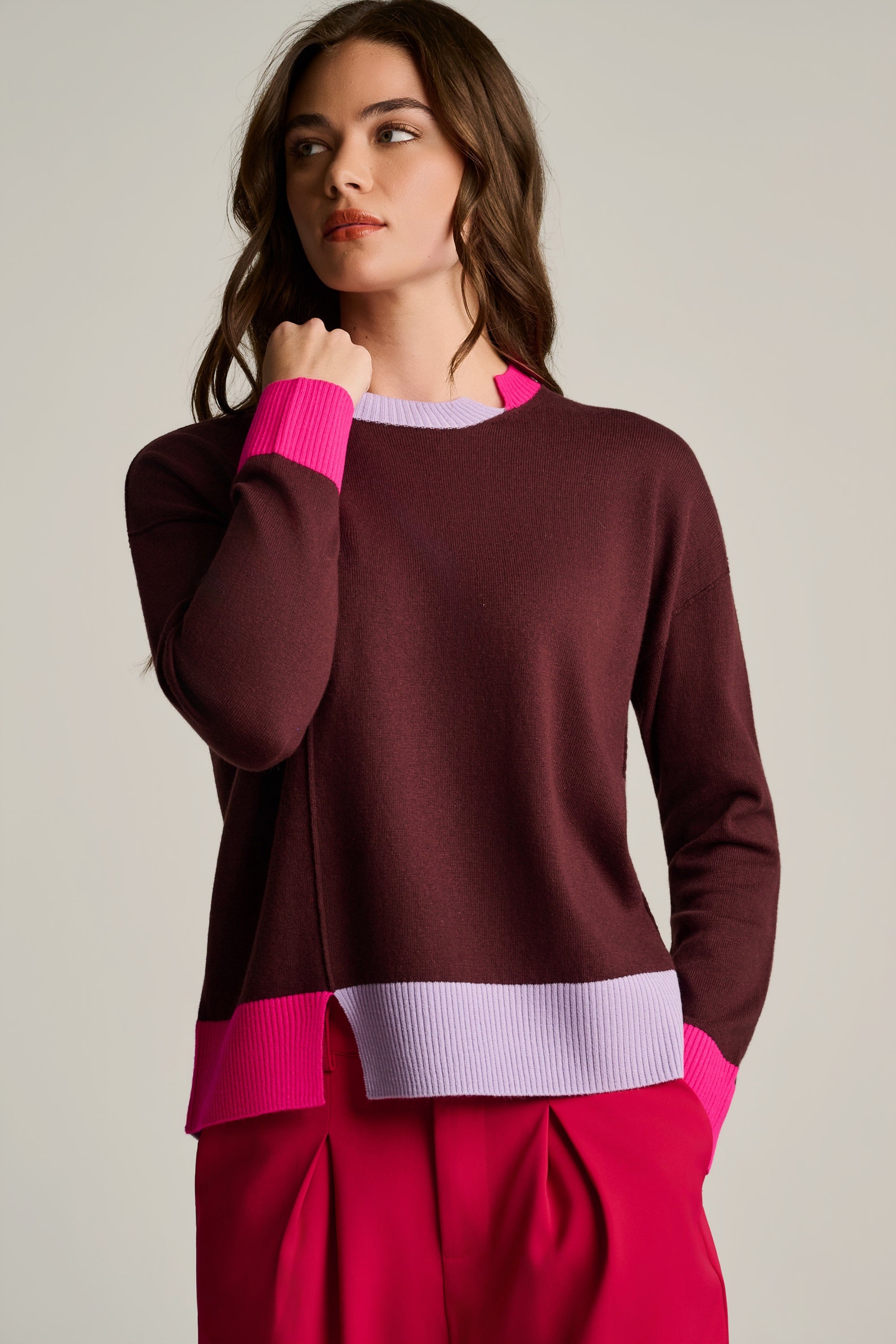 BOLD BLOCK COTTON CASHMERE SWEATER - Sweater-LISA TODD