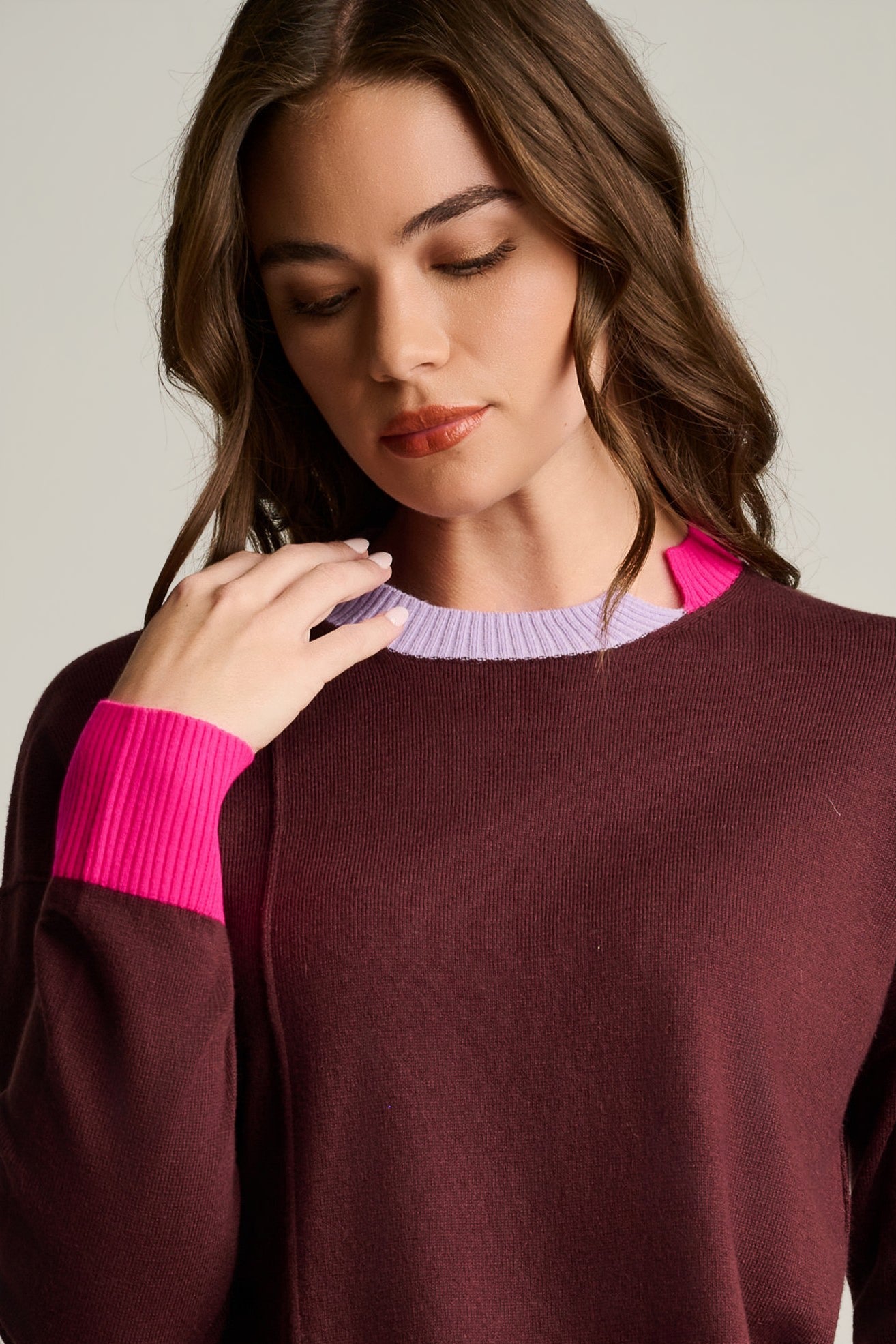 BOLD BLOCK COTTON CASHMERE SWEATER - Sweater-LISA TODD