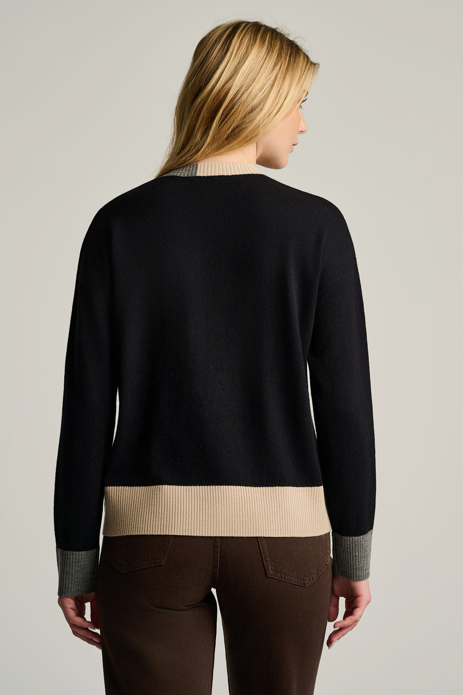 BOLD BLOCK COTTON CASHMERE SWEATER - Sweater-LISA TODD