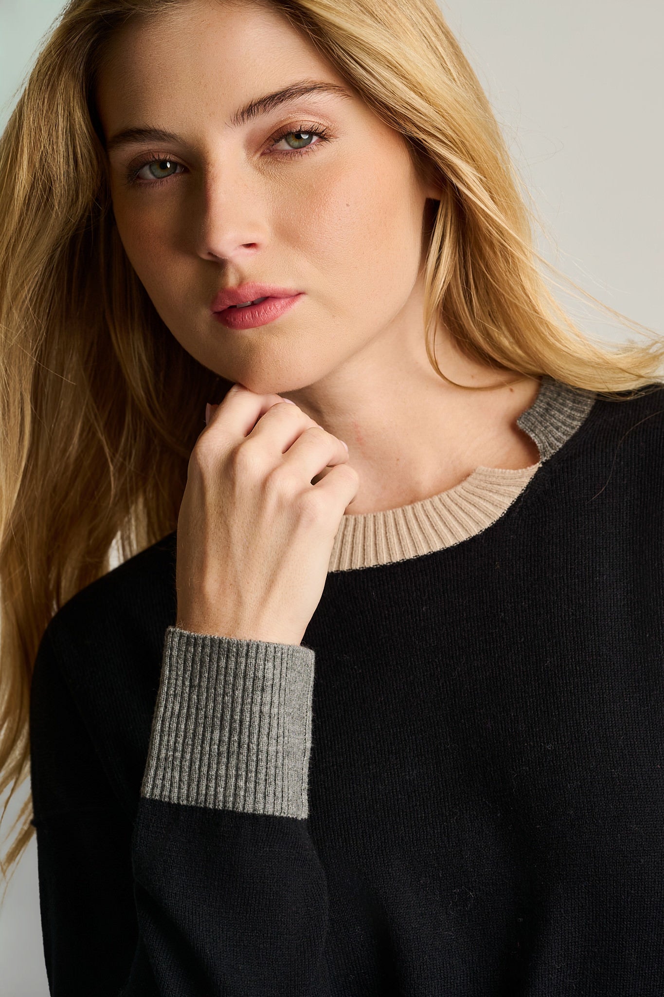 BOLD BLOCK COTTON CASHMERE SWEATER - Sweater-LISA TODD