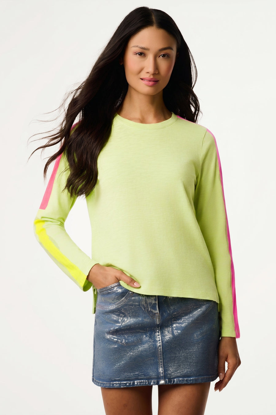 MESH ON COTTON T-SHIRT - Tee-LISA TODD