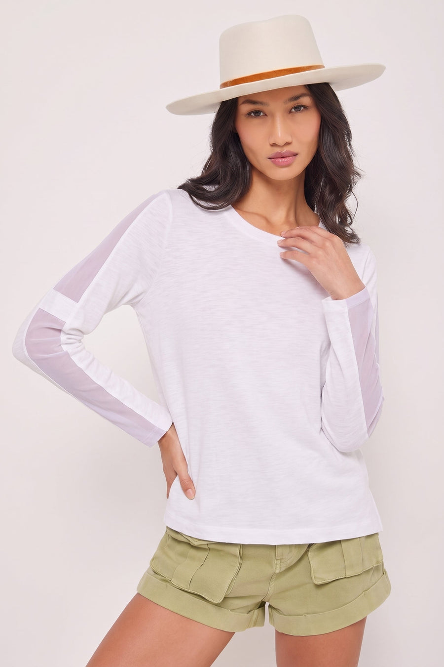 MESH ON COTTON T-SHIRT - Tee-LISA TODD