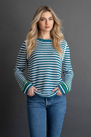 LISA TODD BLUE STRIPED COTTON SWEATER