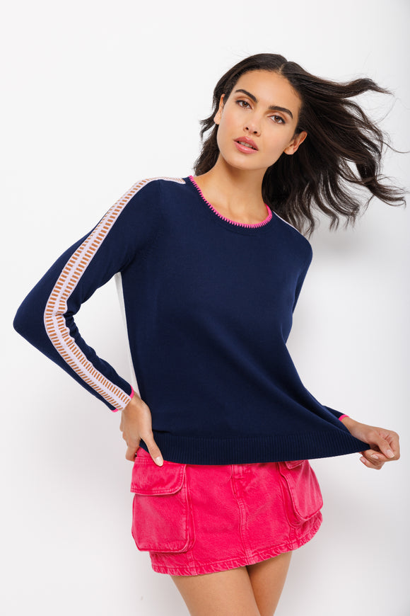 LISA TODD ON TRACK COLOR BLOCK 100% COTTON SWEATER