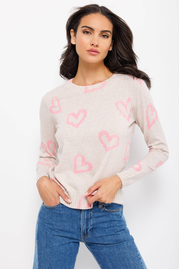 LOVE ZONE 100% COTTON CREW SWEATER