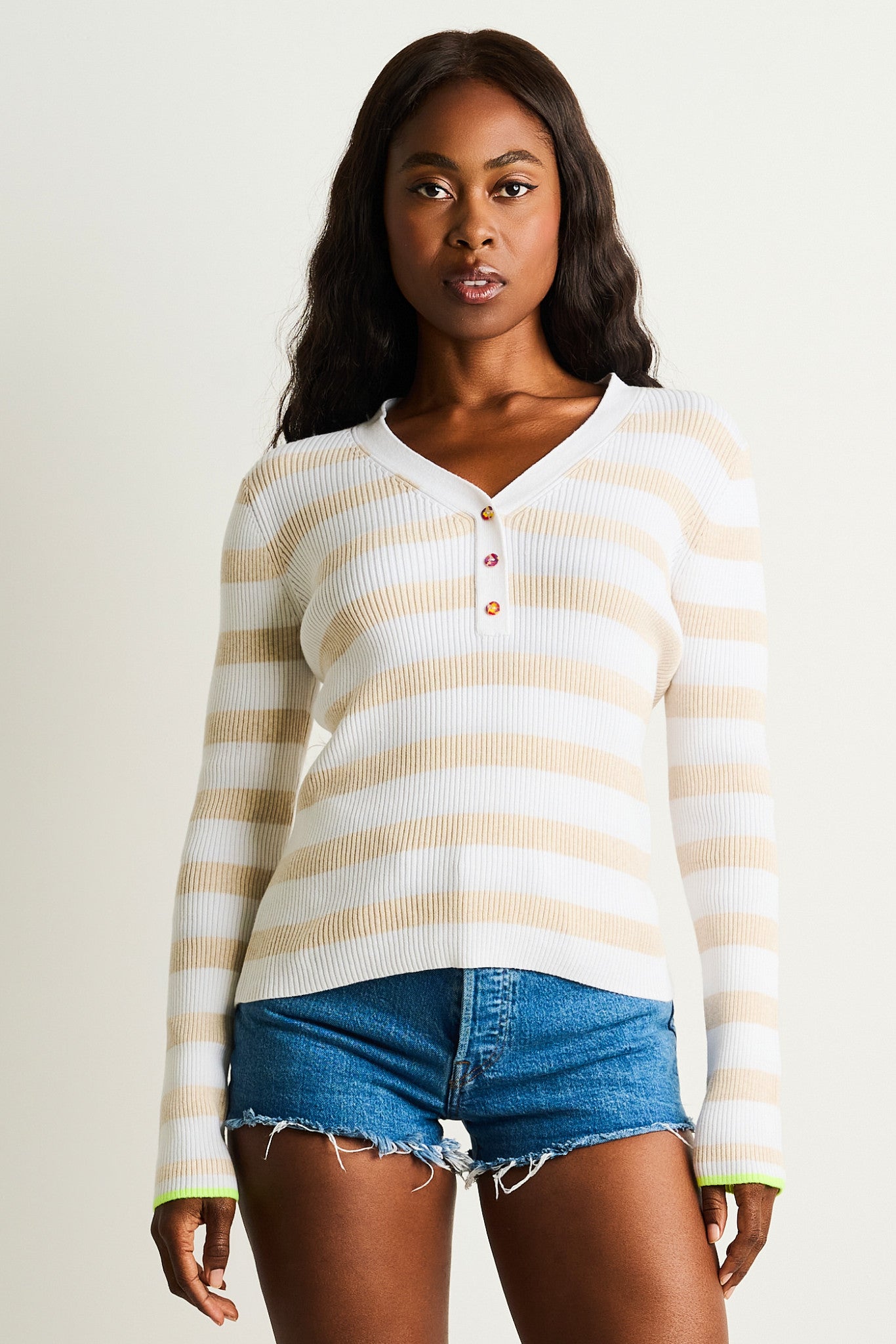 LUCKY STRIPE COTTON HENLEY - Henley-LISA TODD