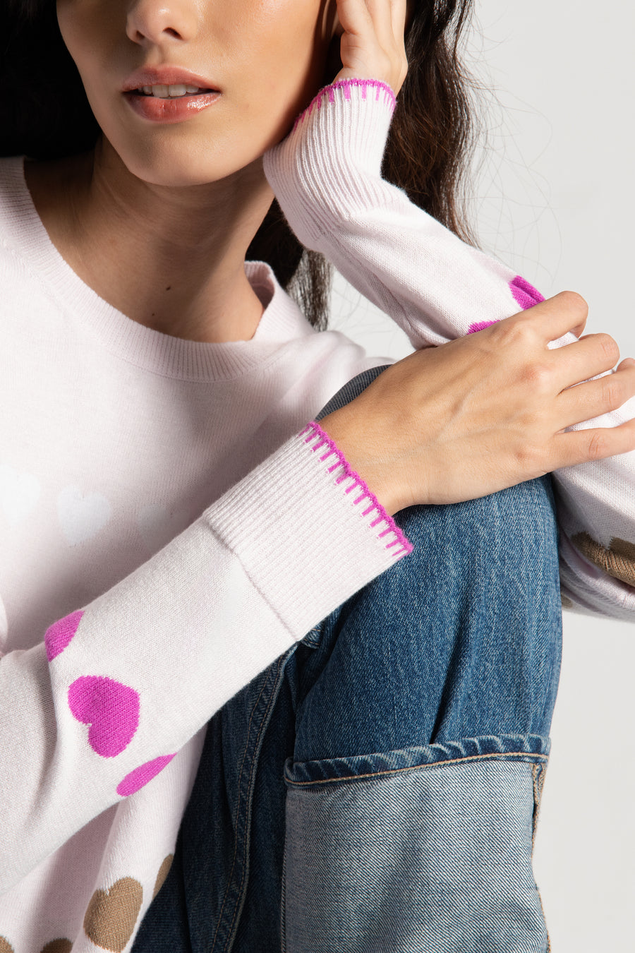 LOVE TRACK COTTON CASHMERE SWEATER