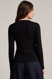 Raglan Pima Cotton Crew Neck Top Black - Lisa Todd, additional view