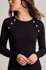 Raglan Pima Cotton Crew Neck Top Black - Lisa Todd, additional view