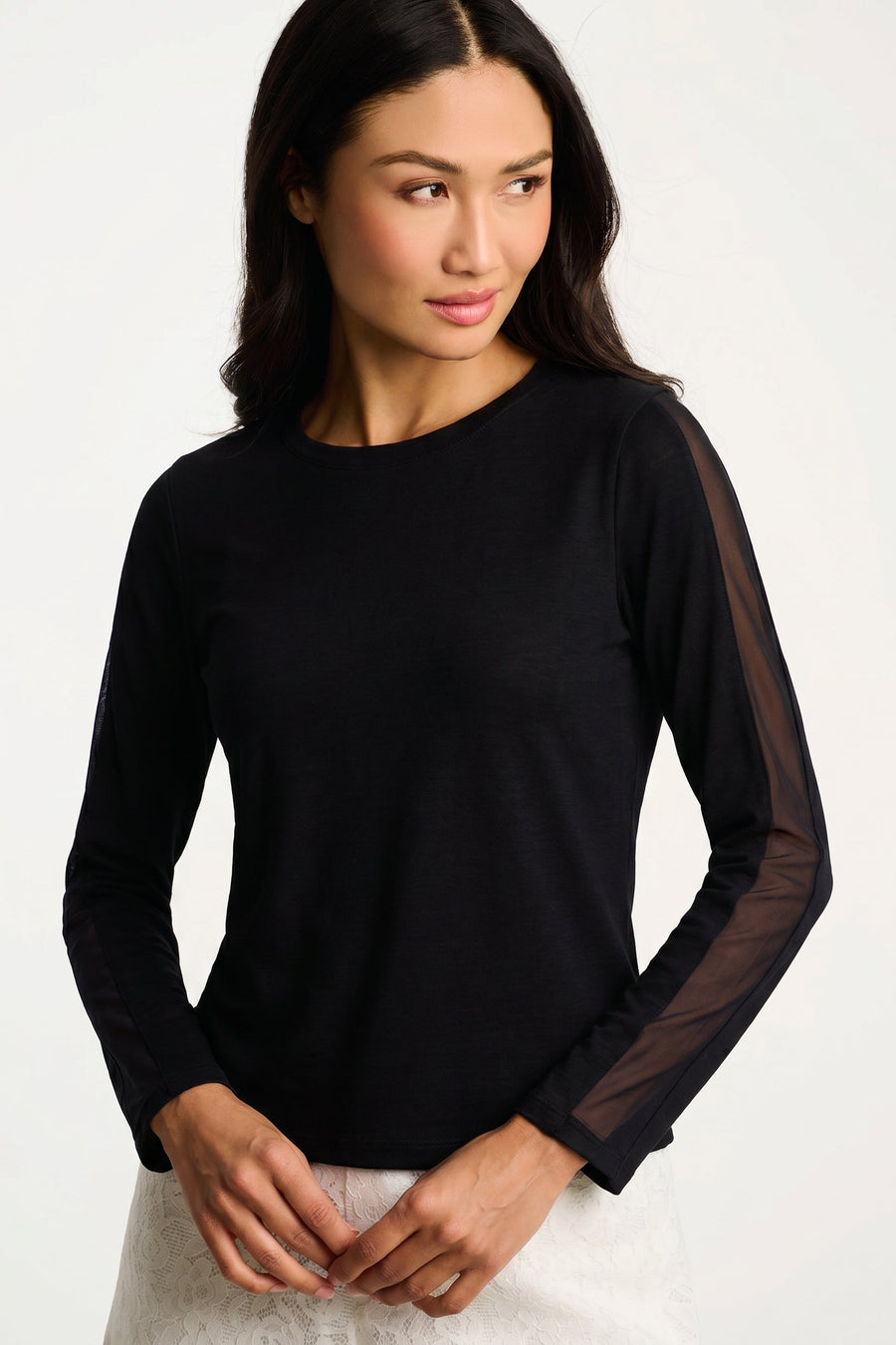 MESH ON COTTON T-SHIRT - Tee-LISA TODD
