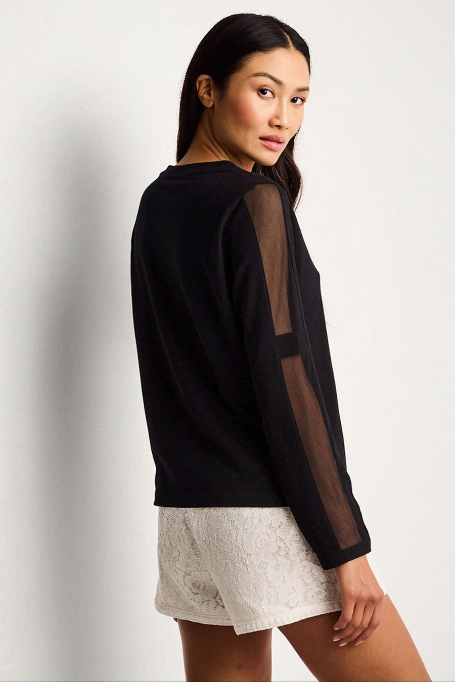 MESH ON COTTON T-SHIRT - Tee-LISA TODD